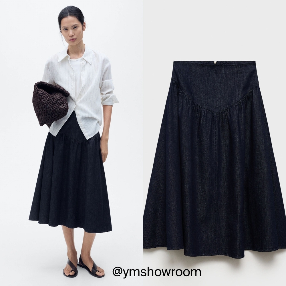 Mango Black Circle Midi Skirt